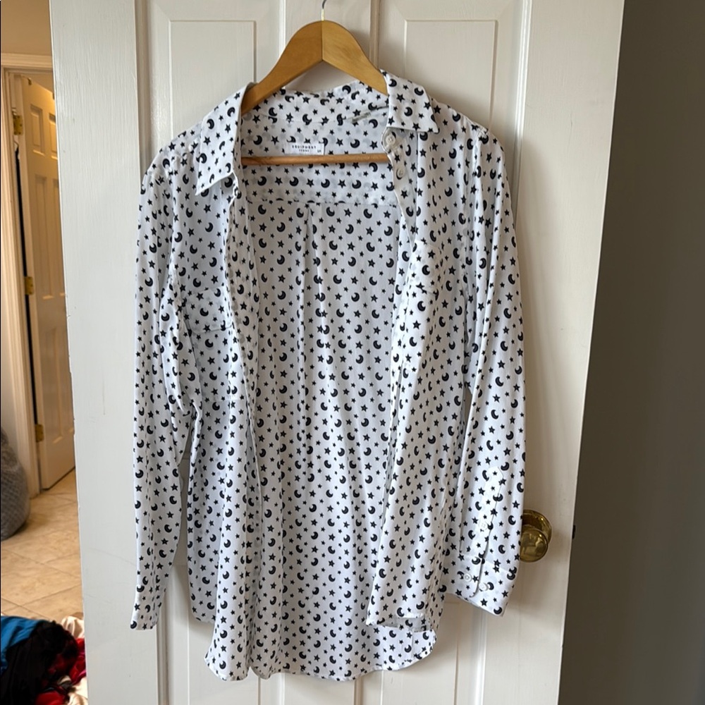 Equipment Black And White Patterned Button Down S… - image 1